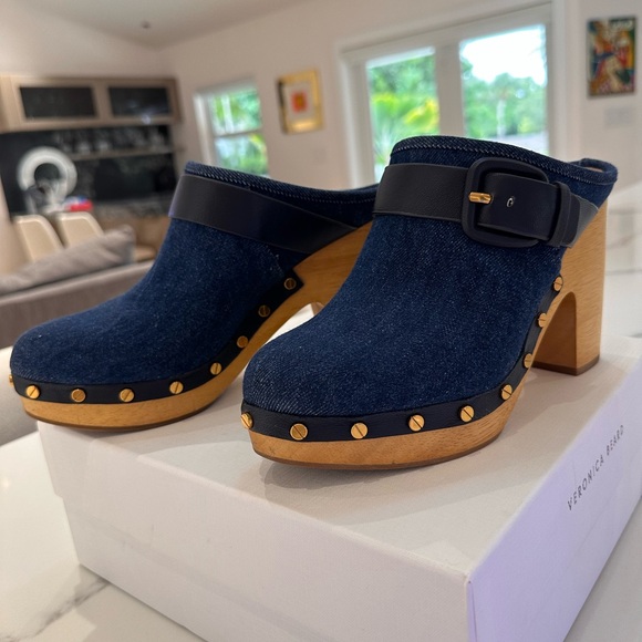 VERÓNICA BEARD BLUE SUADE CLOGS size 8.5 - Picture 6 of 7